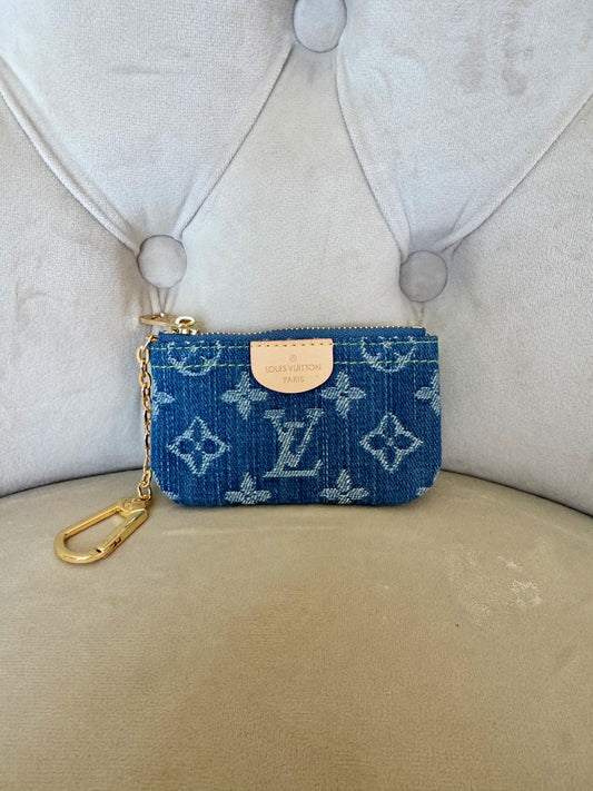 Blue Denim Keychain Wallet