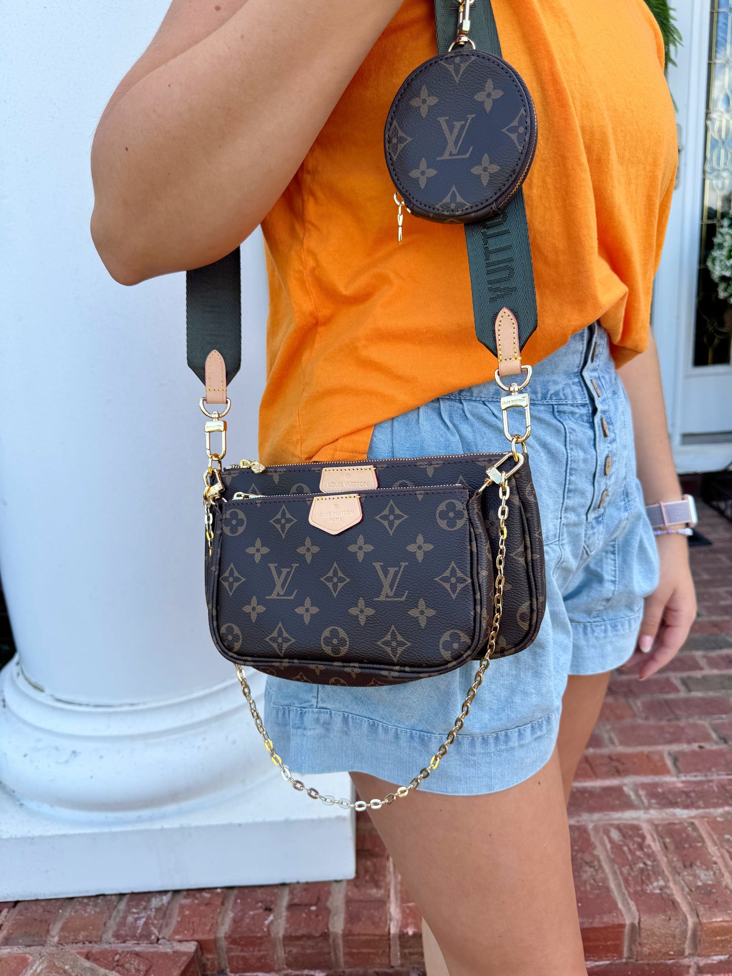 Multi-Piece Purse Green Strap