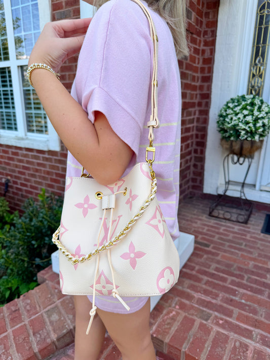 Cream/Pink Bucket Bag