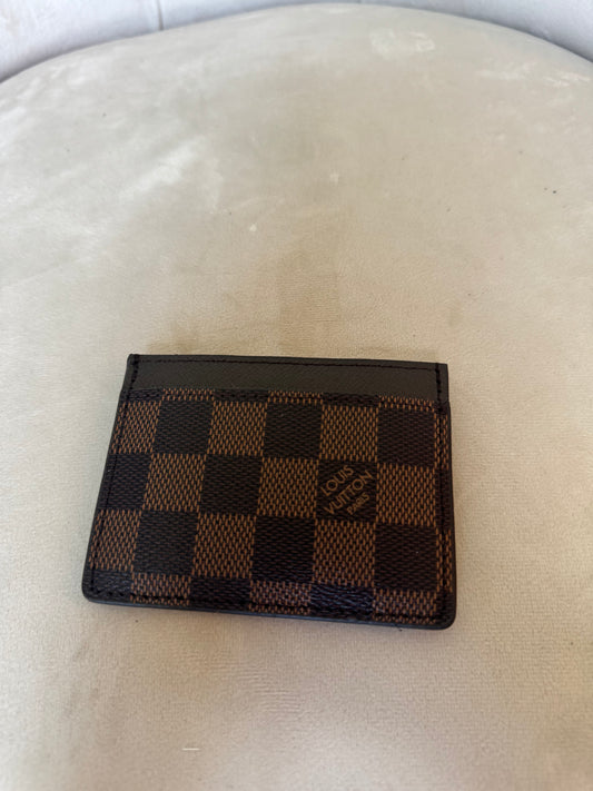 Brown Checkered Card Holder